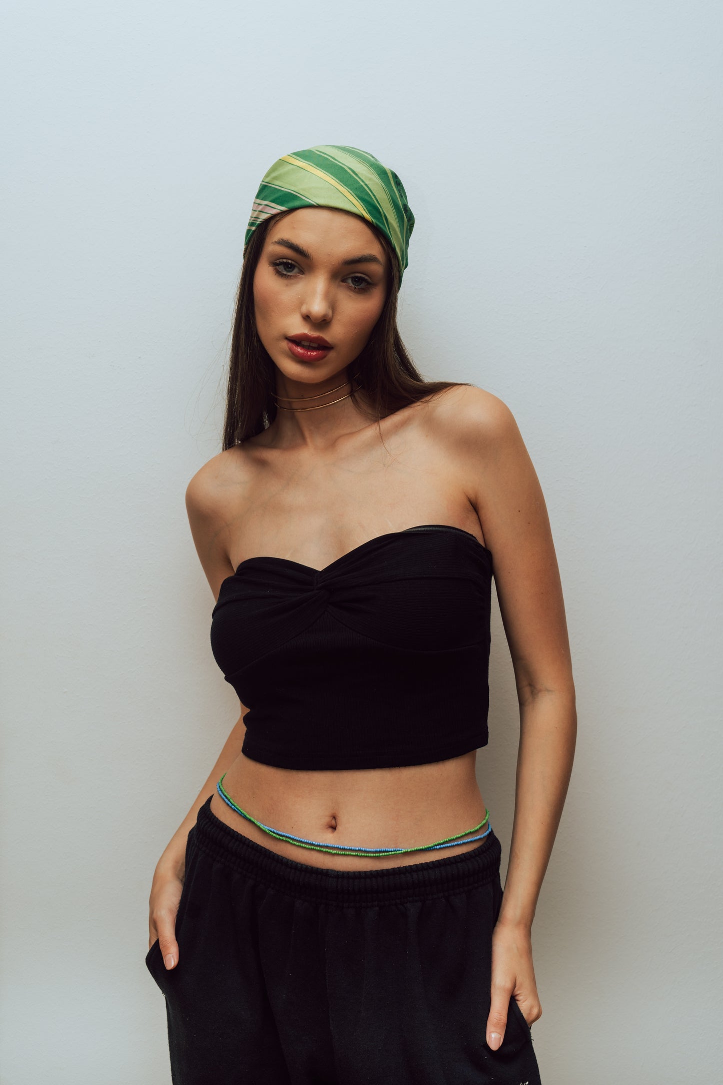 Black Scrunched Tube Top