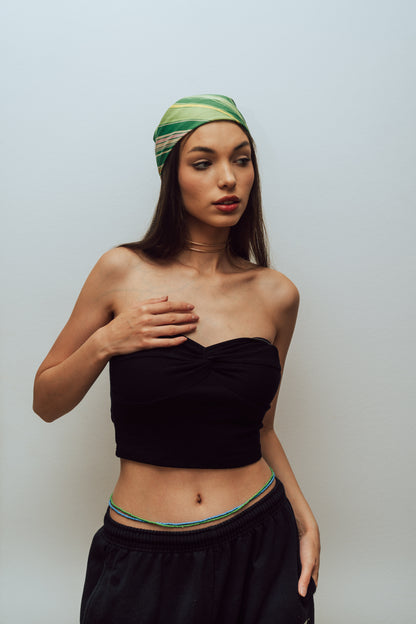 Black Scrunched Tube Top