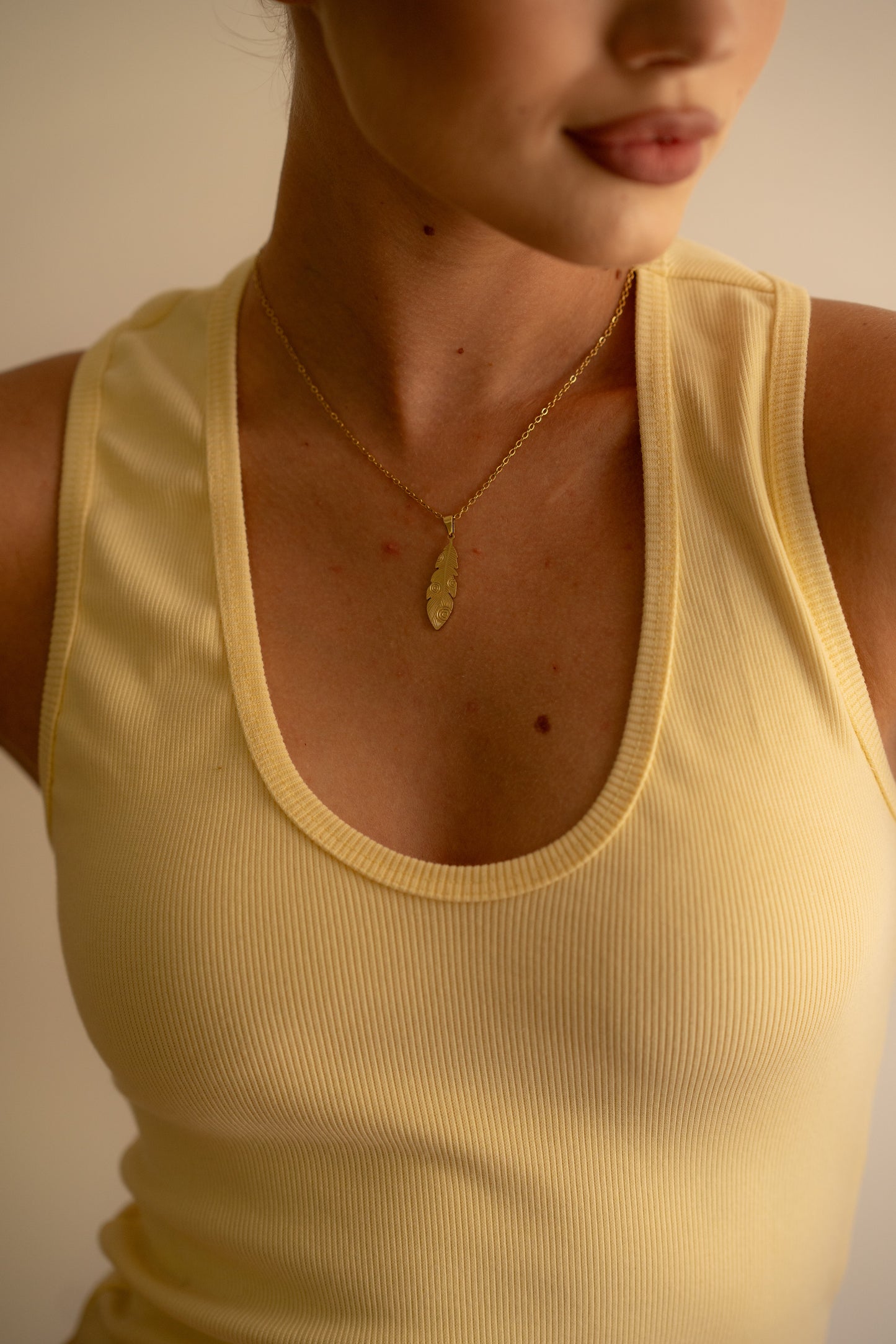 Baby yellow Ribbed Tank Top Deep U Shape