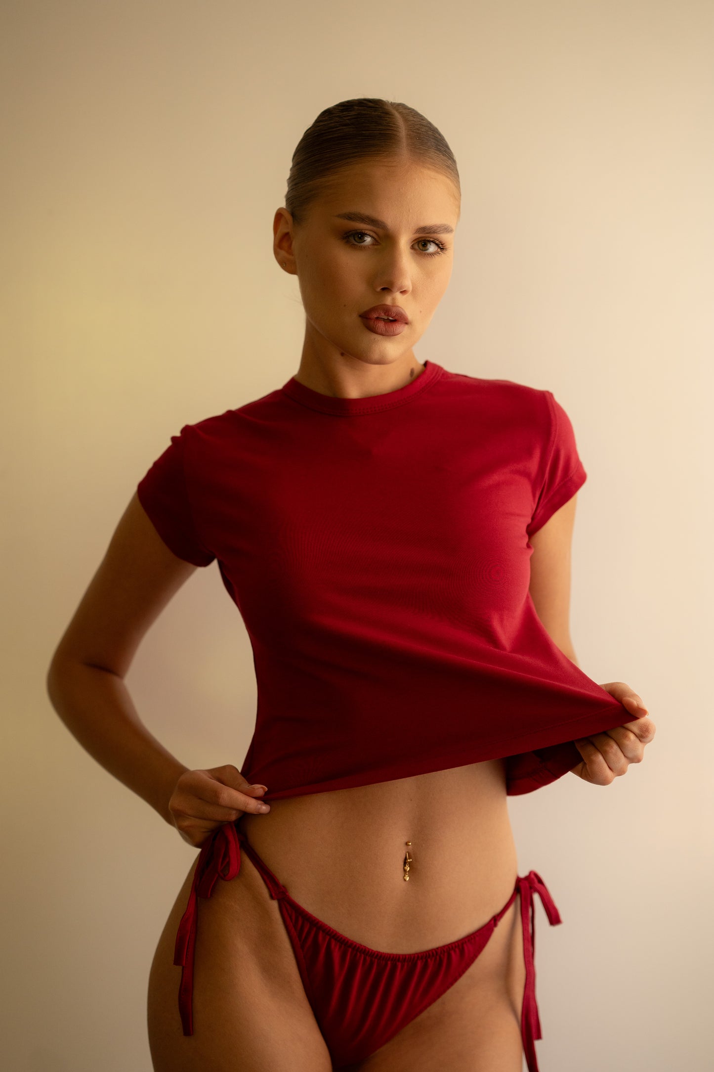 RELAXED COTTON BABY TEE BURGUNDY