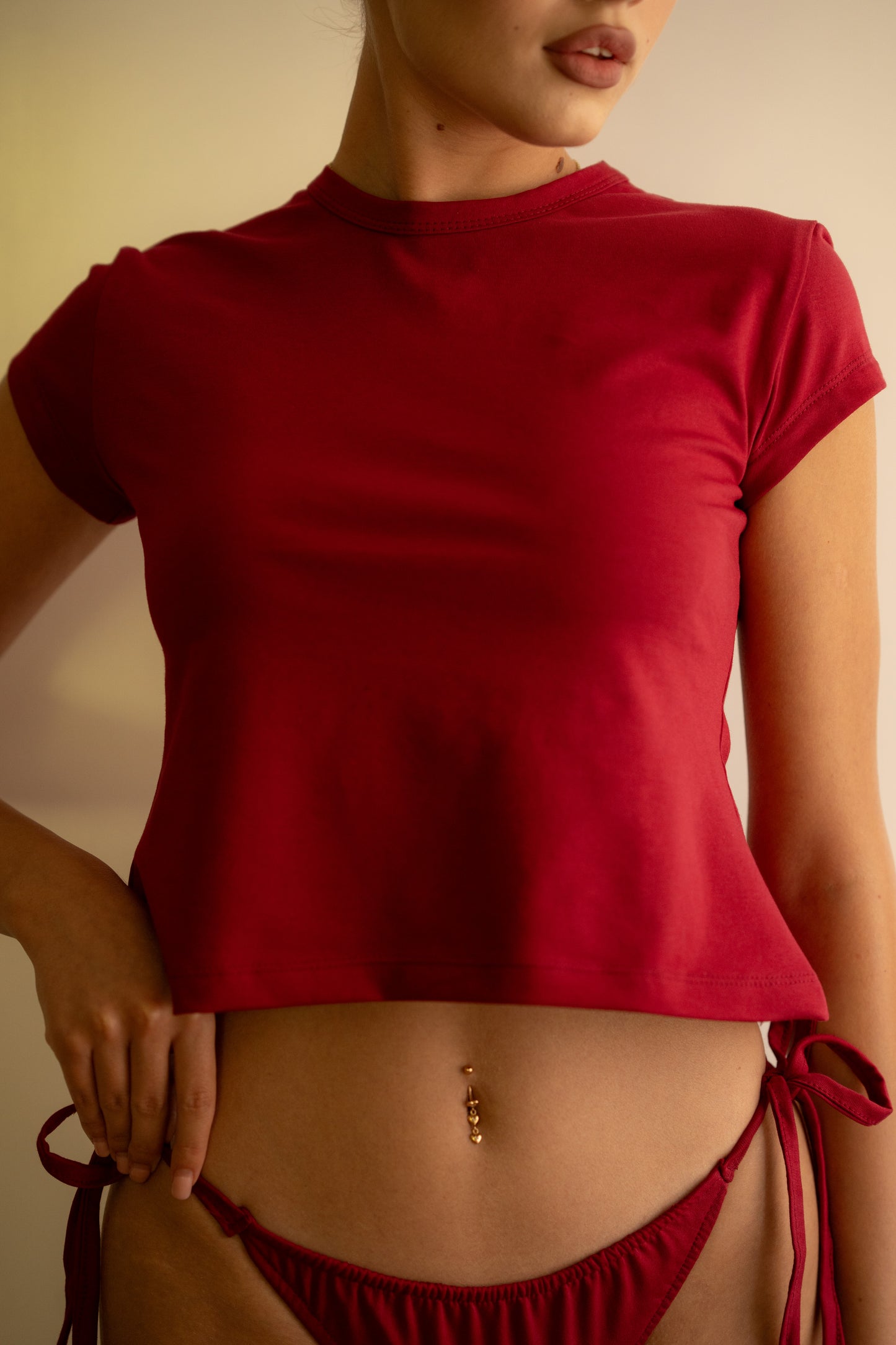 RELAXED COTTON BABY TEE BURGUNDY