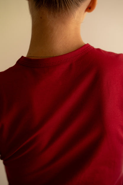 RELAXED COTTON BABY TEE BURGUNDY