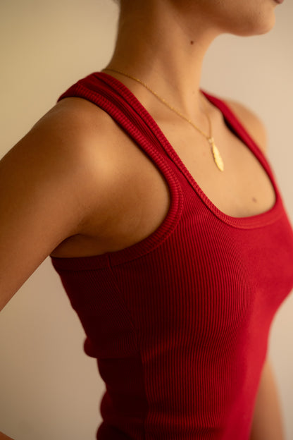 Burgundy Ribbed Tank Top Square
