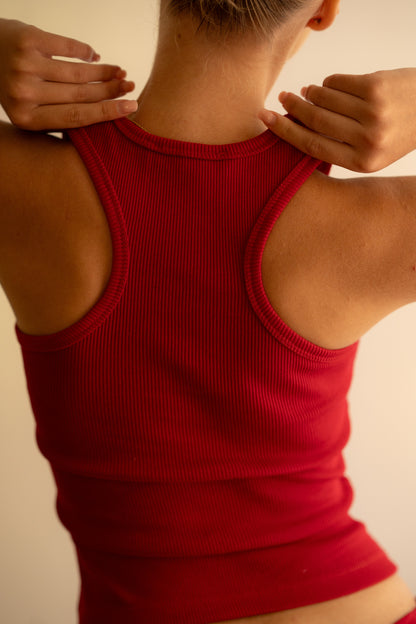 Burgundy Ribbed Tank Top Square
