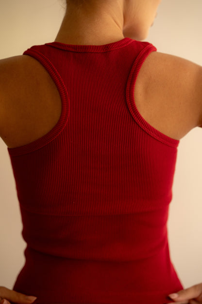 Burgundy Ribbed Tank Top Square