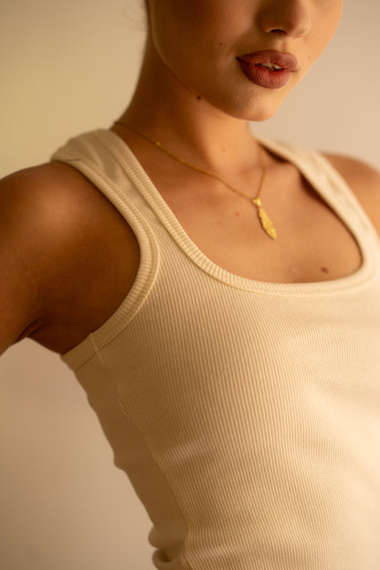 White  Ribbed Tank Top Square