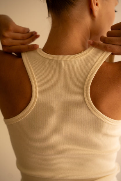 White  Ribbed Tank Top Square