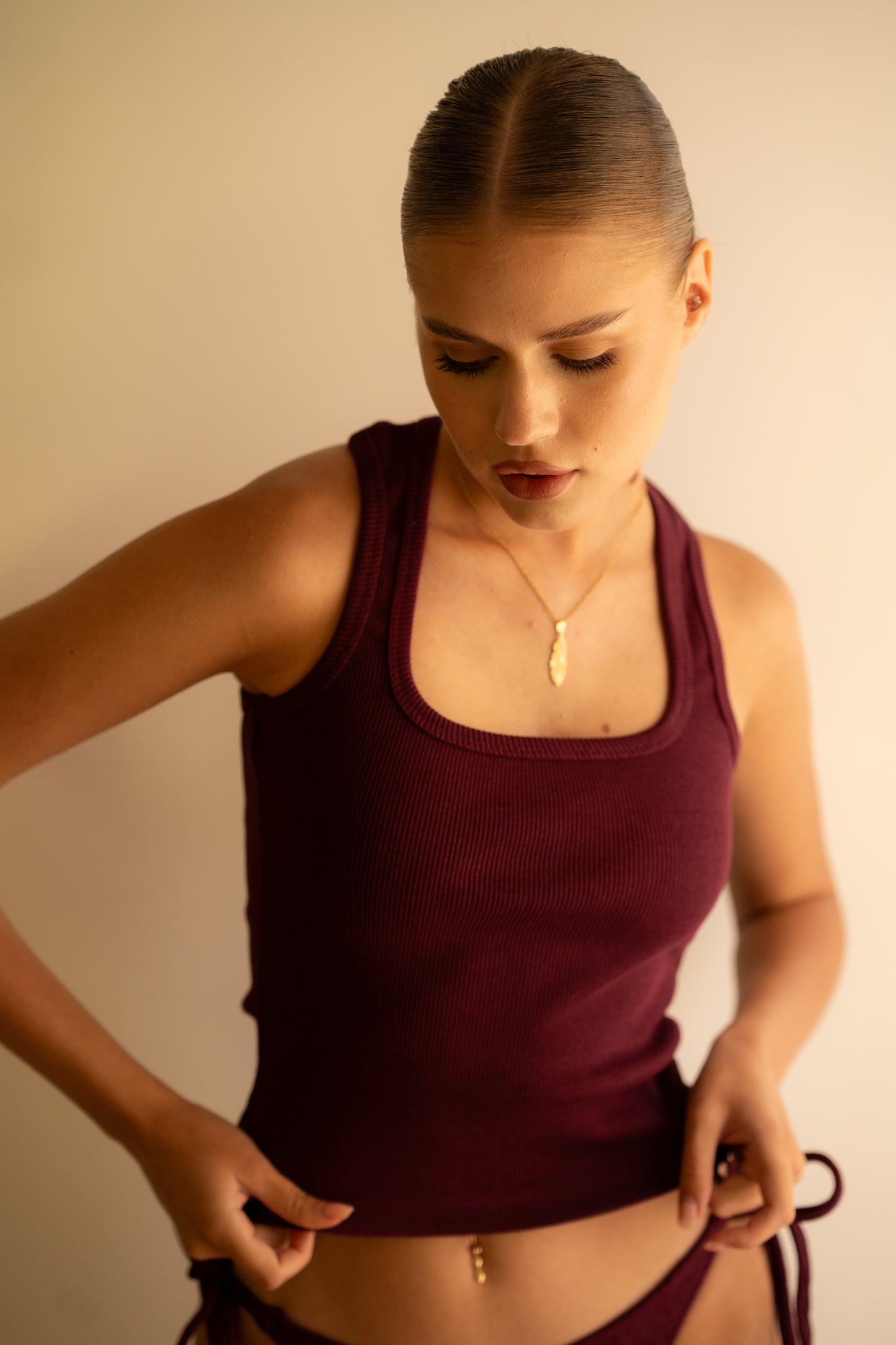 Pomegranate Ribbed Tank Top Square