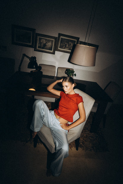 RELAXED COTTON BABY TEE BURGUNDY