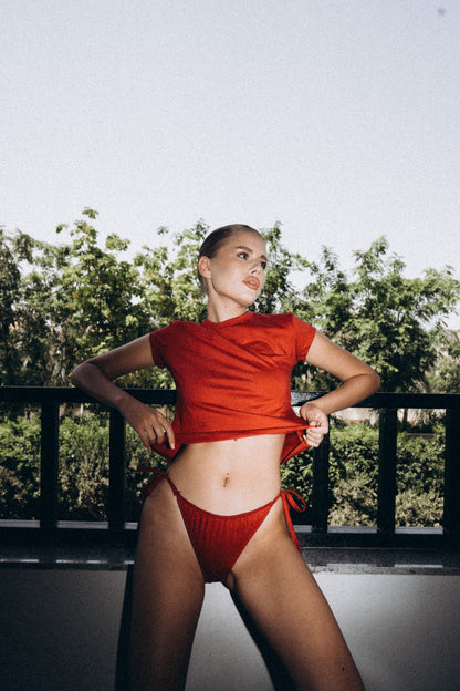 RELAXED COTTON BABY TEE BURGUNDY