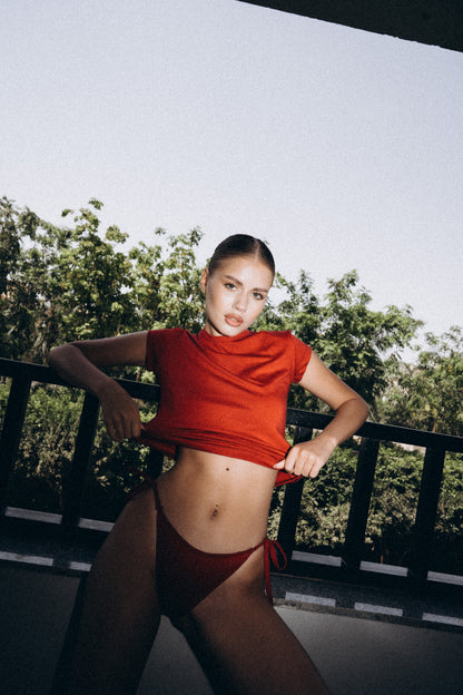 RELAXED COTTON BABY TEE BURGUNDY