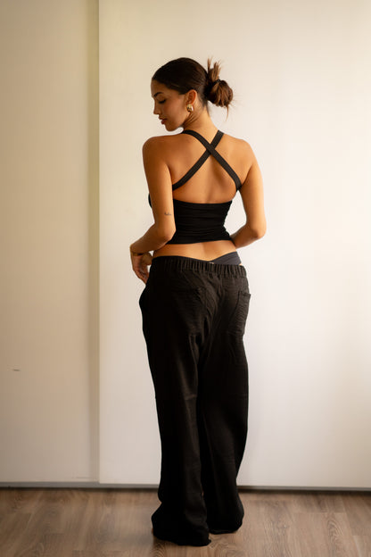 Black Linen Pants (Non-Slim Oversized Version)