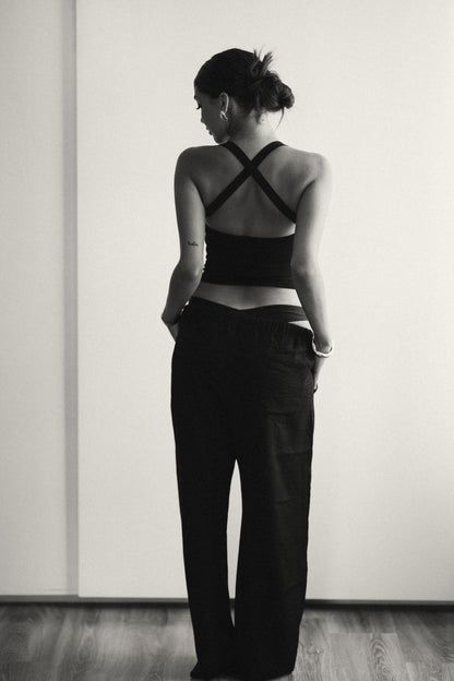 Black Linen Pants (Non-Slim Oversized Version)