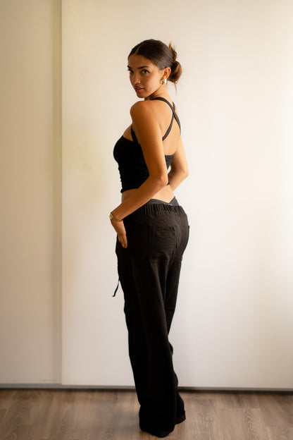 Black Linen Pants (Non-Slim Oversized Version)