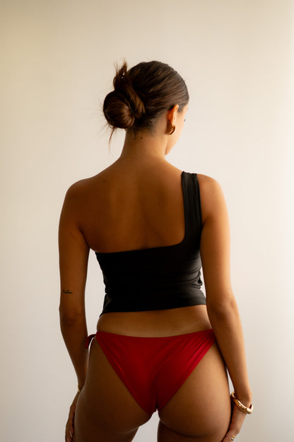 Black Off Shoulder Chest Supporter Tank Top