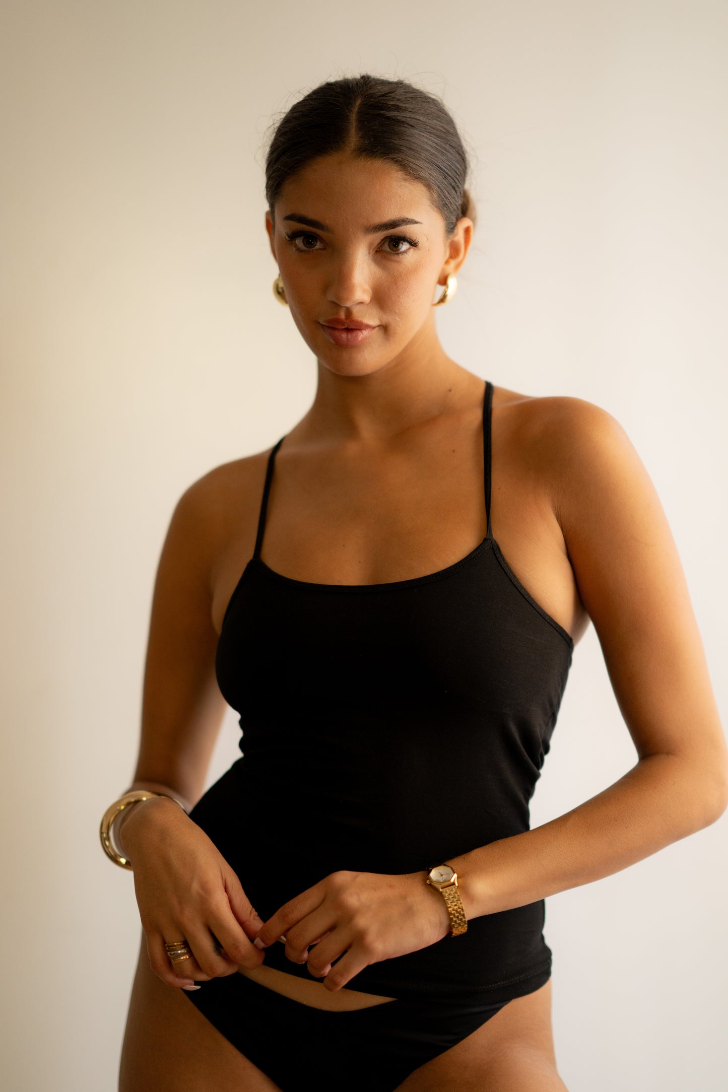 Black Cross Back Strap Top