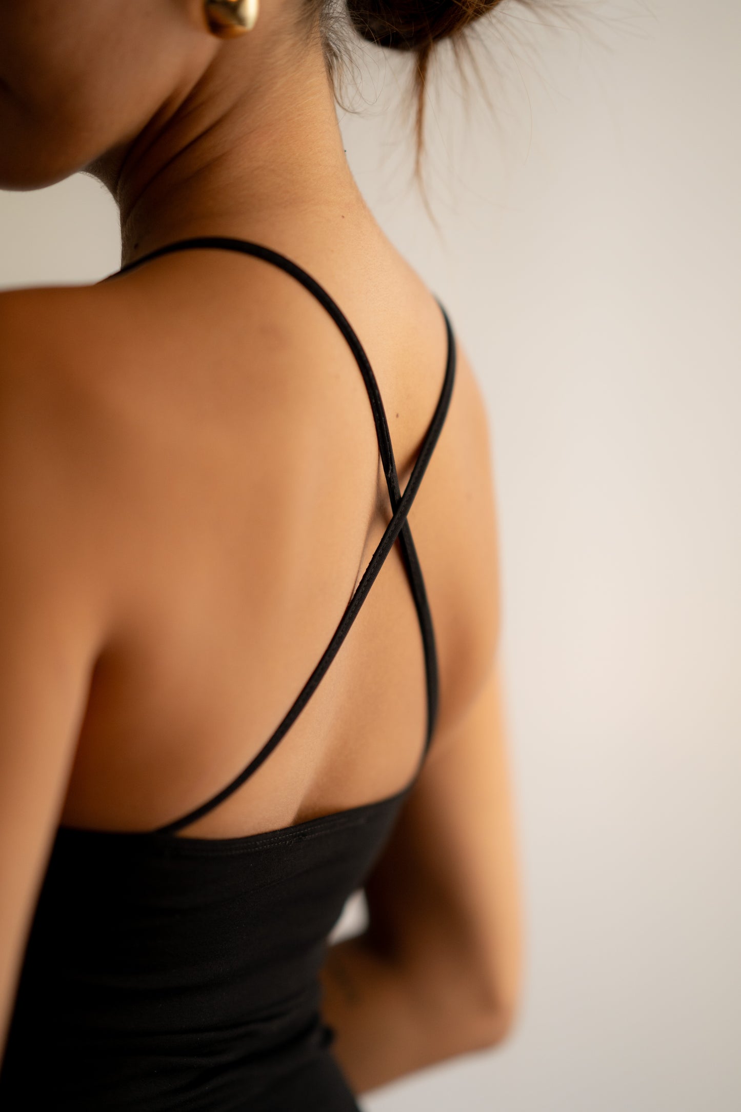 Black Cross Back Strap Top