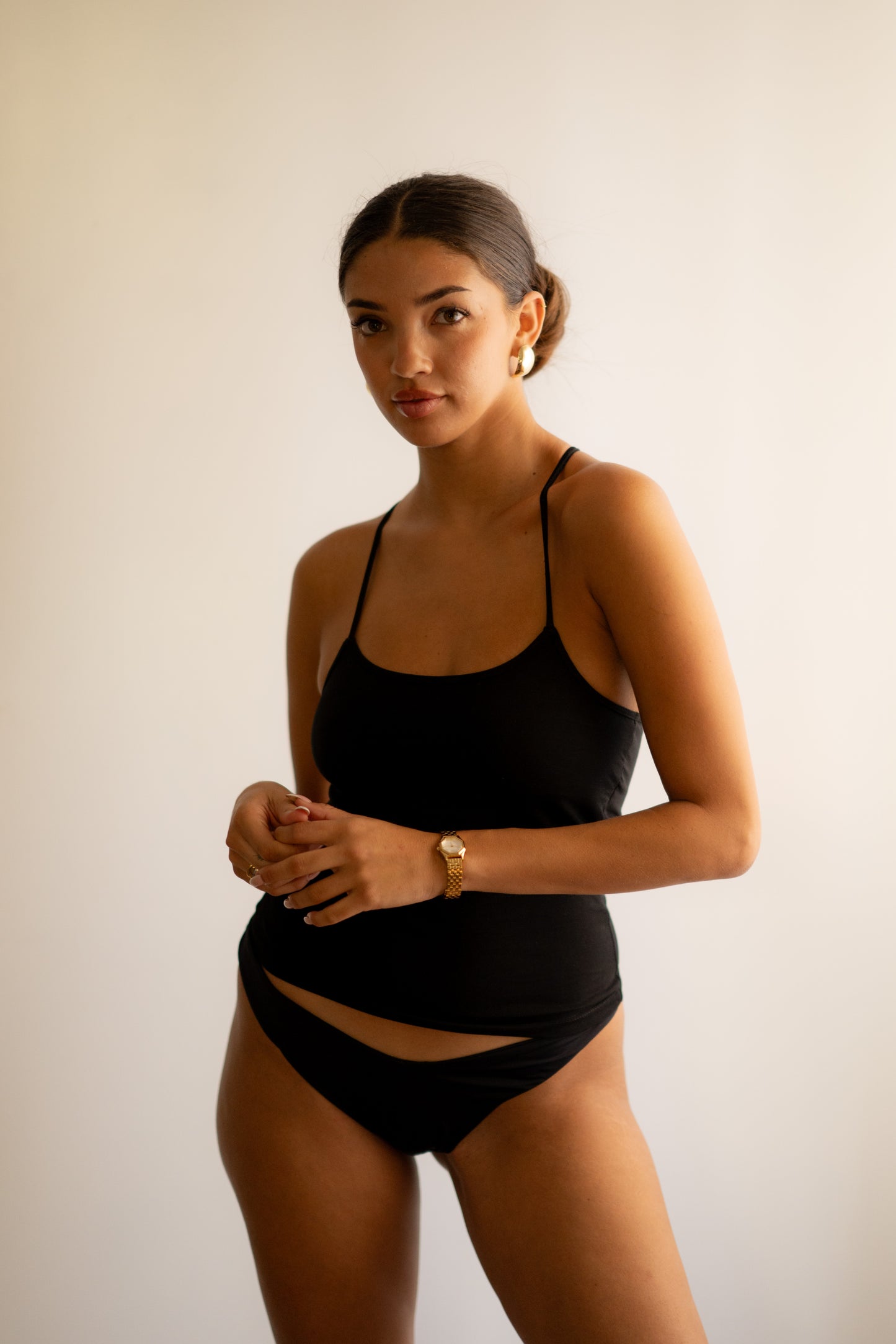 Black Cross Back Strap Top