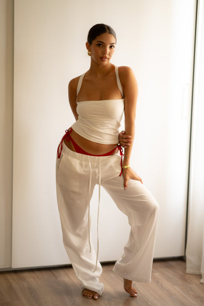 White Linen Pants( Non-Slim Oversized Version)