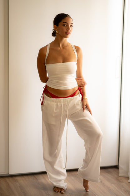 White Linen Pants( Non-Slim Oversized Version)