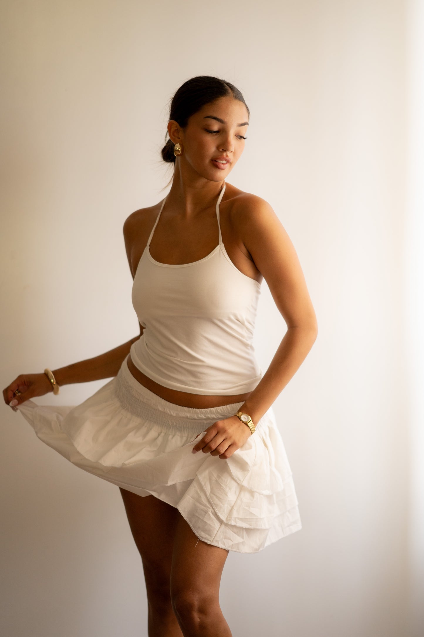 White Neck Strap Top