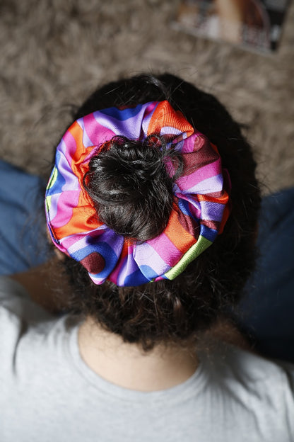 Scrunchy vibrant satin multilcolor purple shades