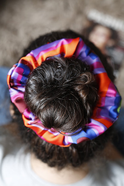 Scrunchy vibrant satin multilcolor purple shades