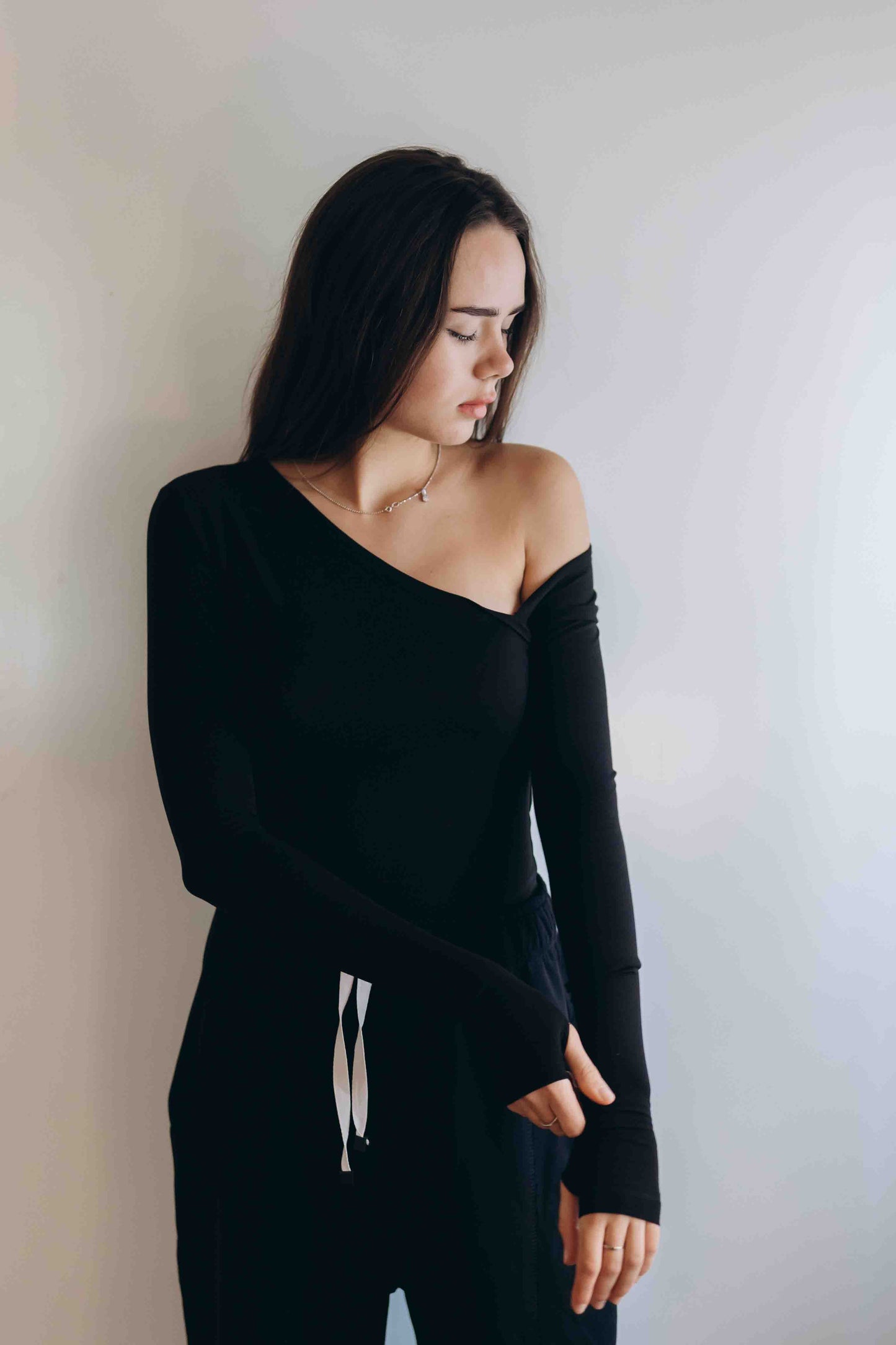 Black Essential Bodysuit Side V Shape QUARTER  SLEEVES BEST SELLING!!!