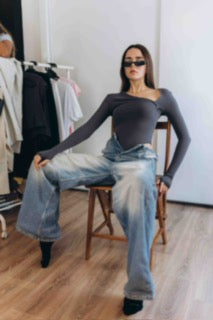 Charcoal Essential Bodysuit Side V Shape (RESTOCKED)
