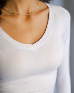 V Shape Long Sleeve Top (WHITE)