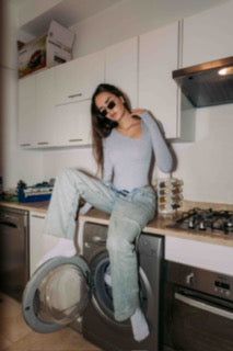 Light Heather Grey Essential Bodysuit Side V Shape