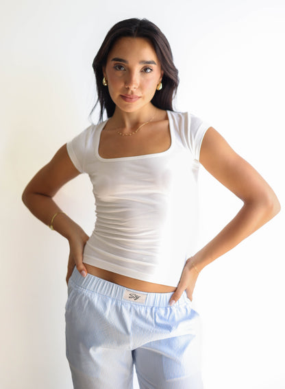 Cap Sleeves Square Quarter Sleeve Top