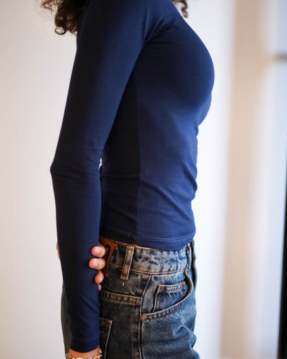 Contour Long Sleeve Top (Navy)