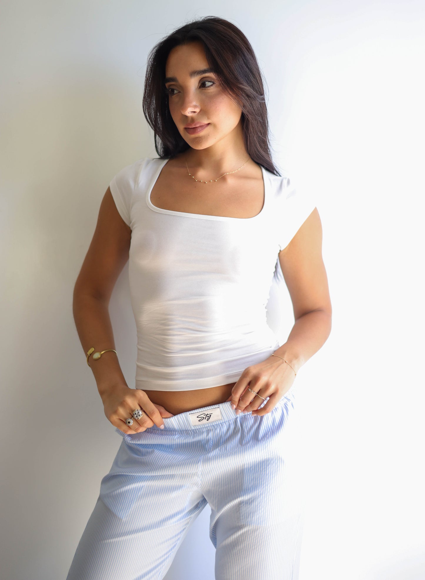 Cap Sleeves Square Quarter Sleeve Top
