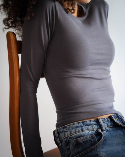 Contour Long Sleeve Top (Charcoal Grey)
