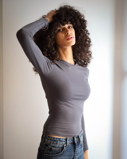 Contour Long Sleeve Top (Charcoal Grey)