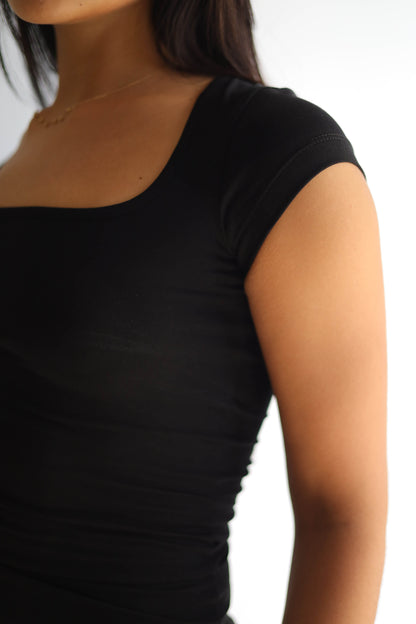 Cap Sleeves Square Quarter Sleeve Top