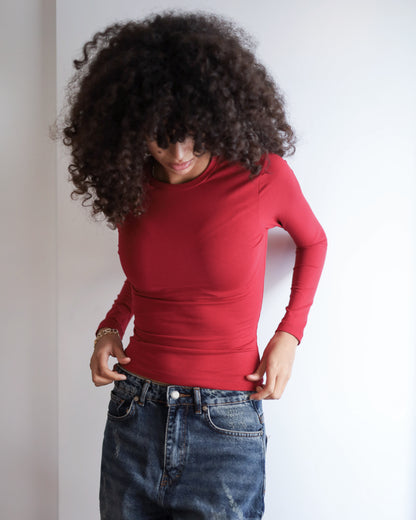Contour Long Sleeve Top (Burgundy)