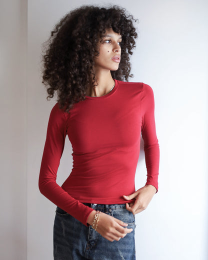 Contour Long Sleeve Top (Burgundy)