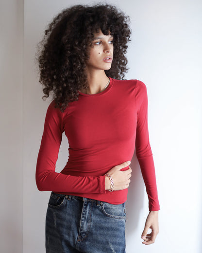 Contour Long Sleeve Top (Burgundy)