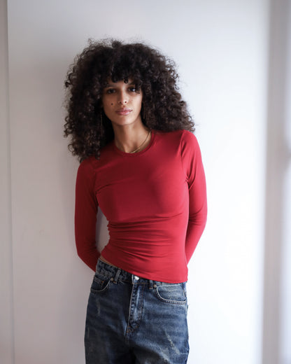 Contour Long Sleeve Top (Burgundy)