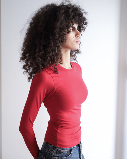 Contour Long Sleeve Top (Burgundy)