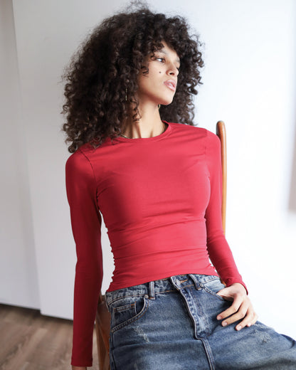 Contour Long Sleeve Top (Burgundy)