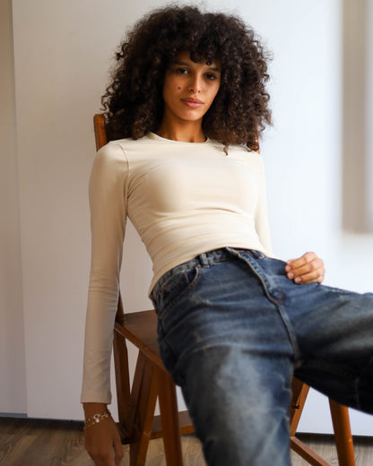 Contour Long Sleeve Top (Cream)