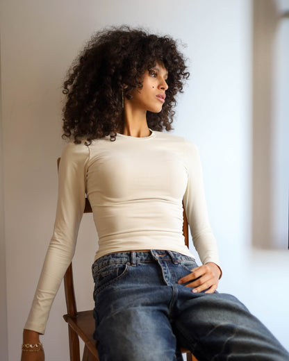 Contour Long Sleeve Top (Cream)