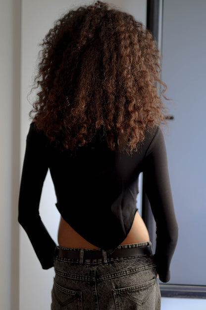 Off Shoulder Black Draped Asymmetrical Top