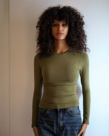 Contour Long Sleeve Top (Olive Green) New
