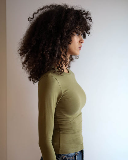 Contour Long Sleeve Top (Olive Green) New