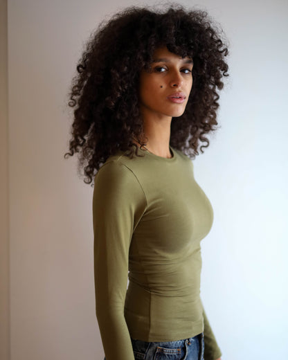 Contour Long Sleeve Top (Olive Green) New