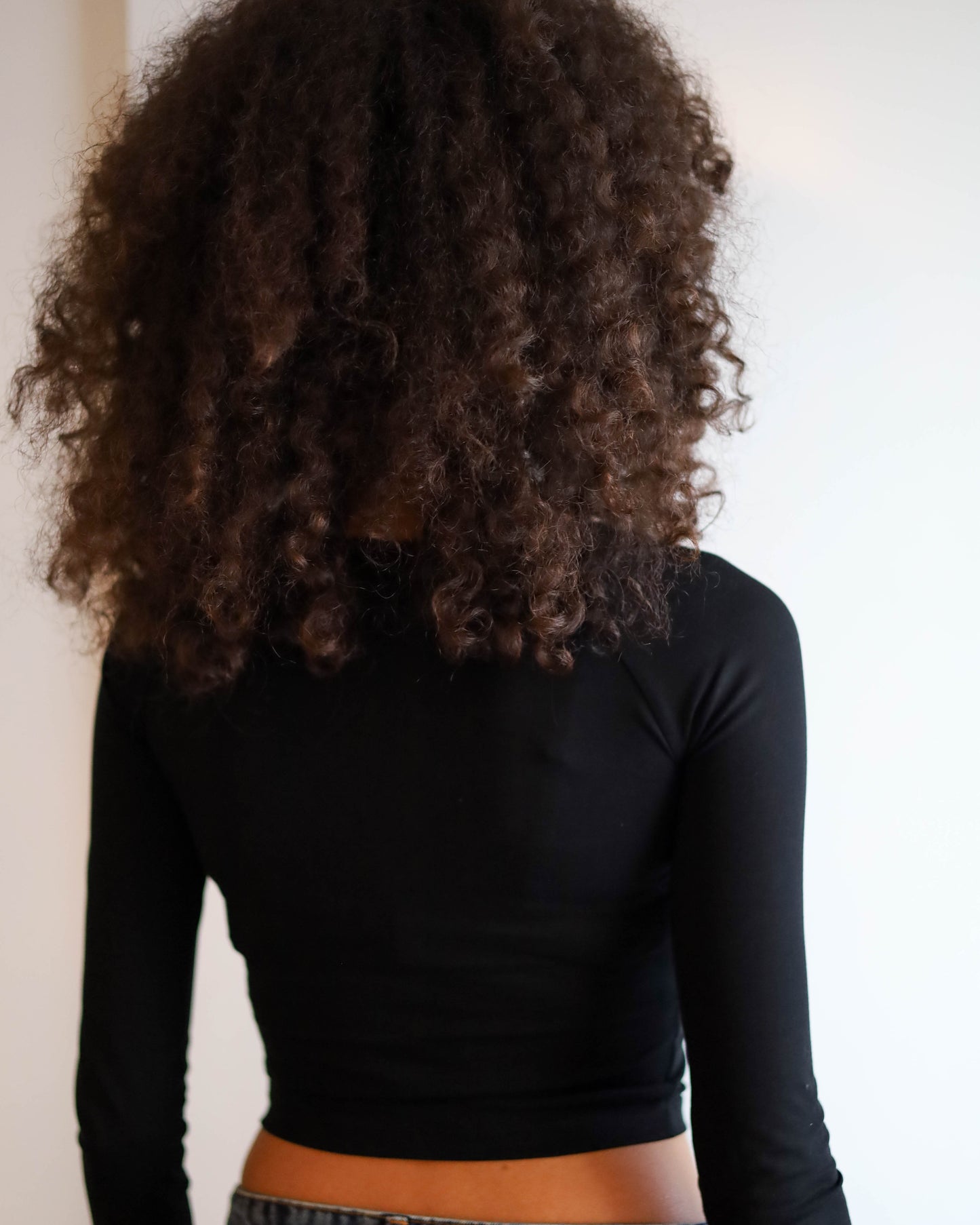 V Shape Long Sleeve Top (Black Cropped)